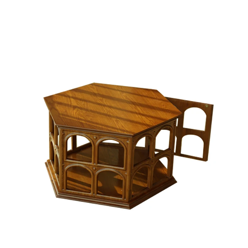 Flavi coffee table, solid wood arch, hollow shape side table, coffee special-shaped retro outfit, 8