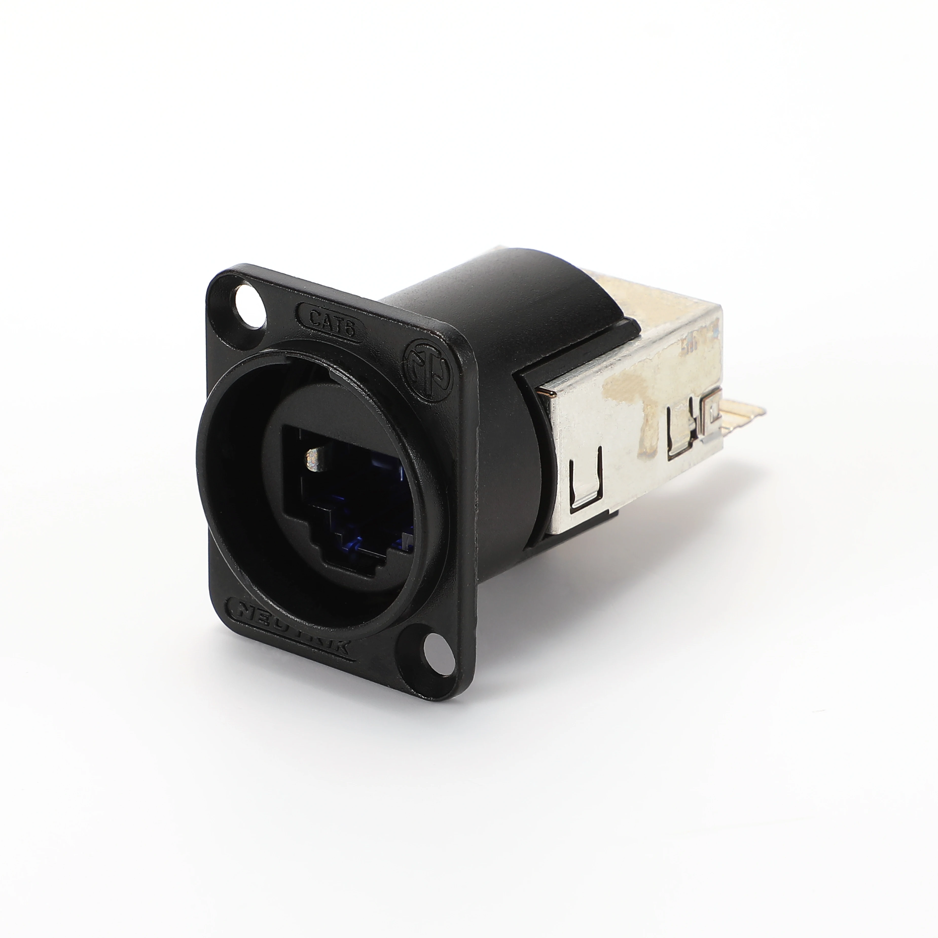 NEUTRIK 이더콘 D 모양 CAT6A 패널 기본 네트워크 암 섀시 커넥터 NE8FDX-Y6-W 방수 IP65 PoE ++ acc. IEEE 802.3bt