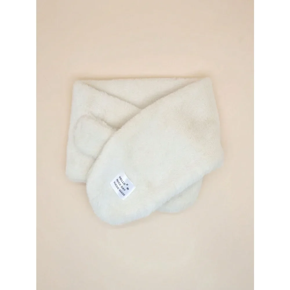 3-8years Solid Color Crossover Plush Scarf for Kids Winter Baby Scarf Soft Furry Warm Neck Gaiter for Boys and Girls