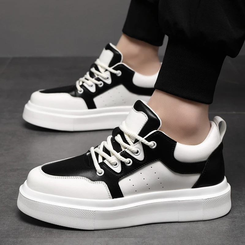 Cow Leather Elevator Shoes for Men Height Increase 3/6/8cm Breathable Lift Sneakers Hidden Heels Taller Thick-soled Casual Shoes 6