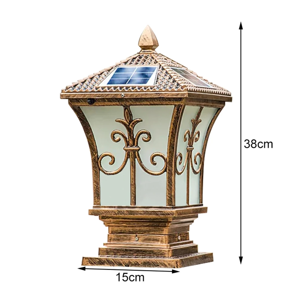 Solar LED Pillar Light Retro Lantern Waterproof Outdoor Porch Column Lamp 4 LED Modes Night Light For Garden Fence Decoration 6