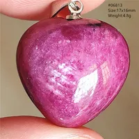 Collier Pendentif Cœur en Rubis Rouge Naturel Roulé pour Femme et Homme, Bijou Tendance en Pierre Précieuse Rubis Rouge Étoilé, Perles de Pierre AAAAAA 6