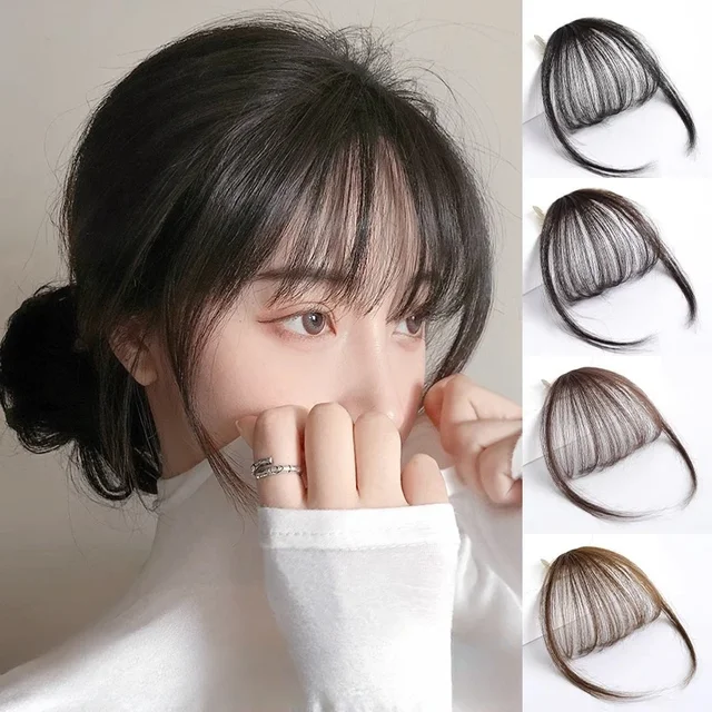 3D Remy cheveux humains Air frange pour fille femmes front réédition une pince dans les Extensions de cheveux frange naturelle postiche 4 couleurs 1