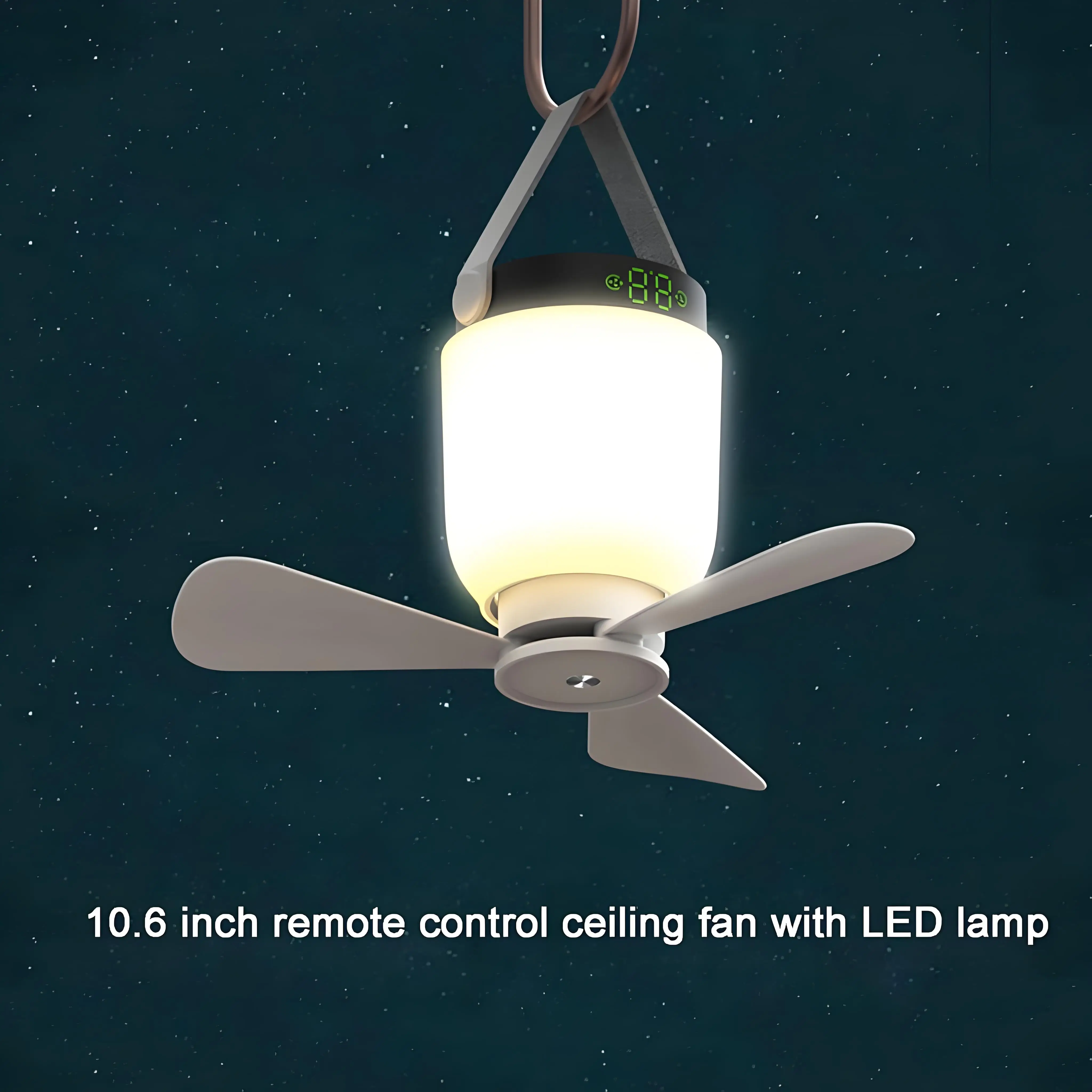 Portable Fan with Led Light and 8000 Mah Battery Powered Fan with Hook Traveler's Mini Outdoor Camping Light