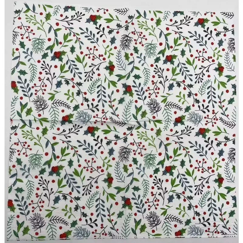 Colourful Printing Napkin Leaf Folding Mouth Cloth Paper Western Restaurant Wedding Decoration Table Wood Pulp Facial Tissue 20p