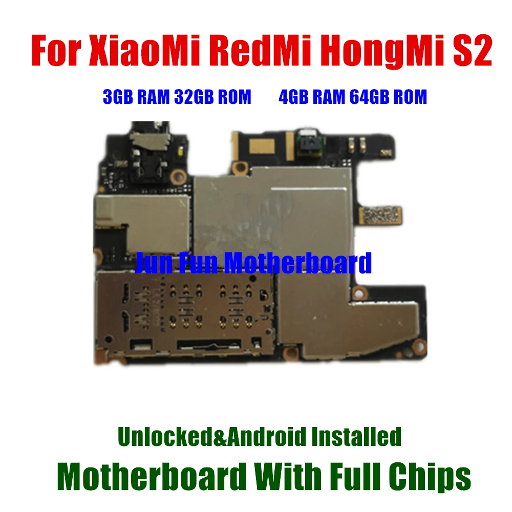 

Full Tested For RedMi S2 HongMi S2 Motherboard 100% Original Unlocked 32GB/64GB For Xiaomi HongMi RedMi S2 Logic Board