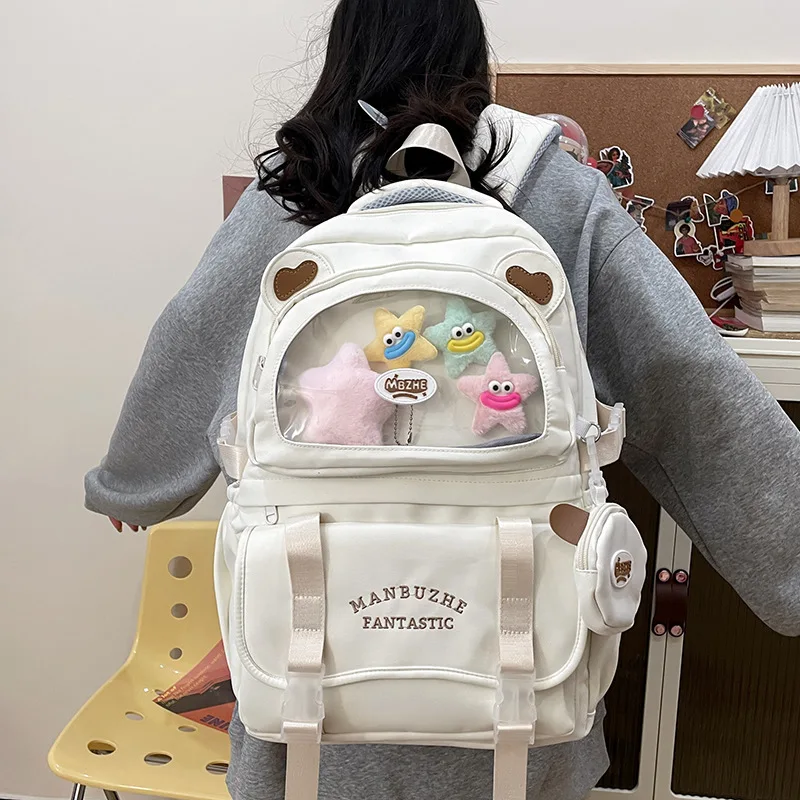 대용량 모칠라 귀여운 이타 모칠라스 무헤르 스쿨 백팩 여성용 대비색 지퍼 볼사 패션 캐주얼 여행 가방