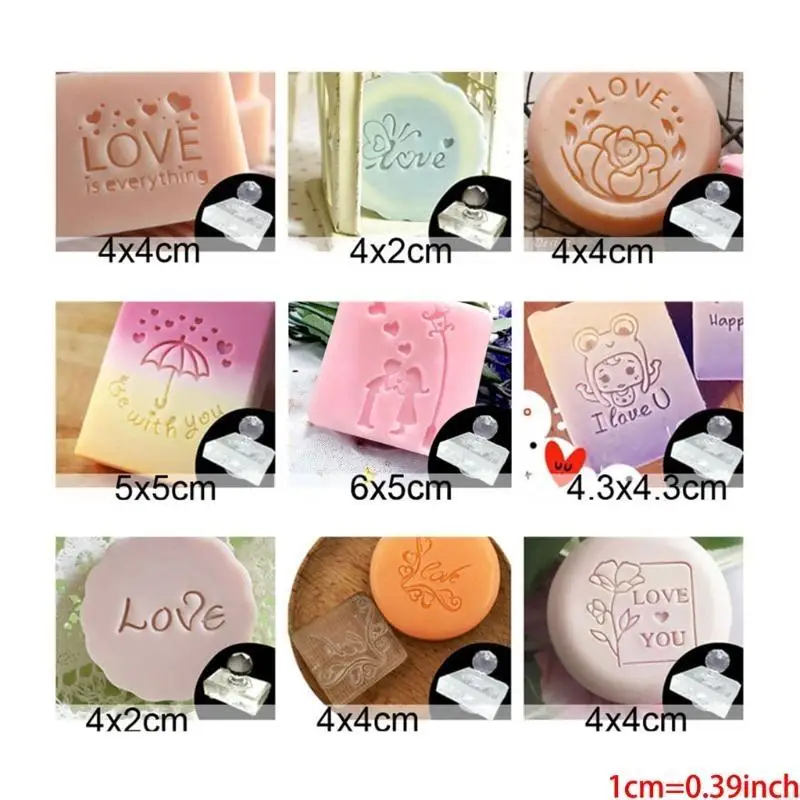 X6HC 발렌타인 데이 클리어 비누 스탬퍼 DIY 수제 비누 공예 선물 만들기 용품