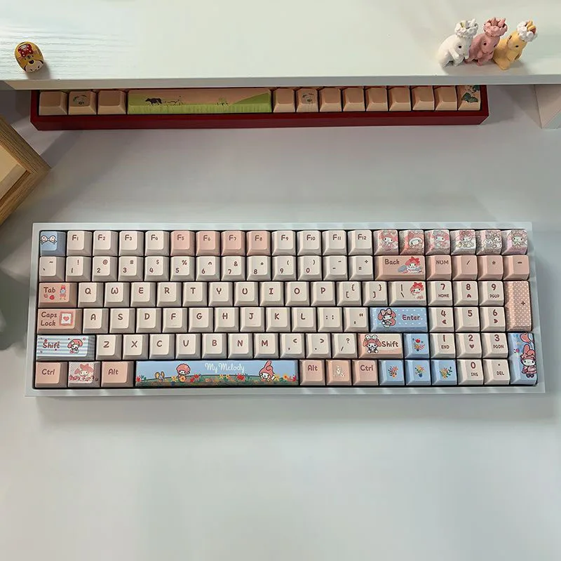 Kawaii Sanrio Kuromi My Melody Cartoon The New Original Height Pbt Sublimation Mechanical Keyboard Keycap Delicate Festival Gift