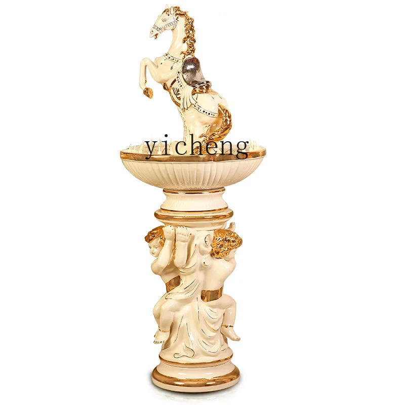 

ZC Living Room Flowing Water Ornaments Large Floor Circulating Water Indoor Horse Elephant Decoration