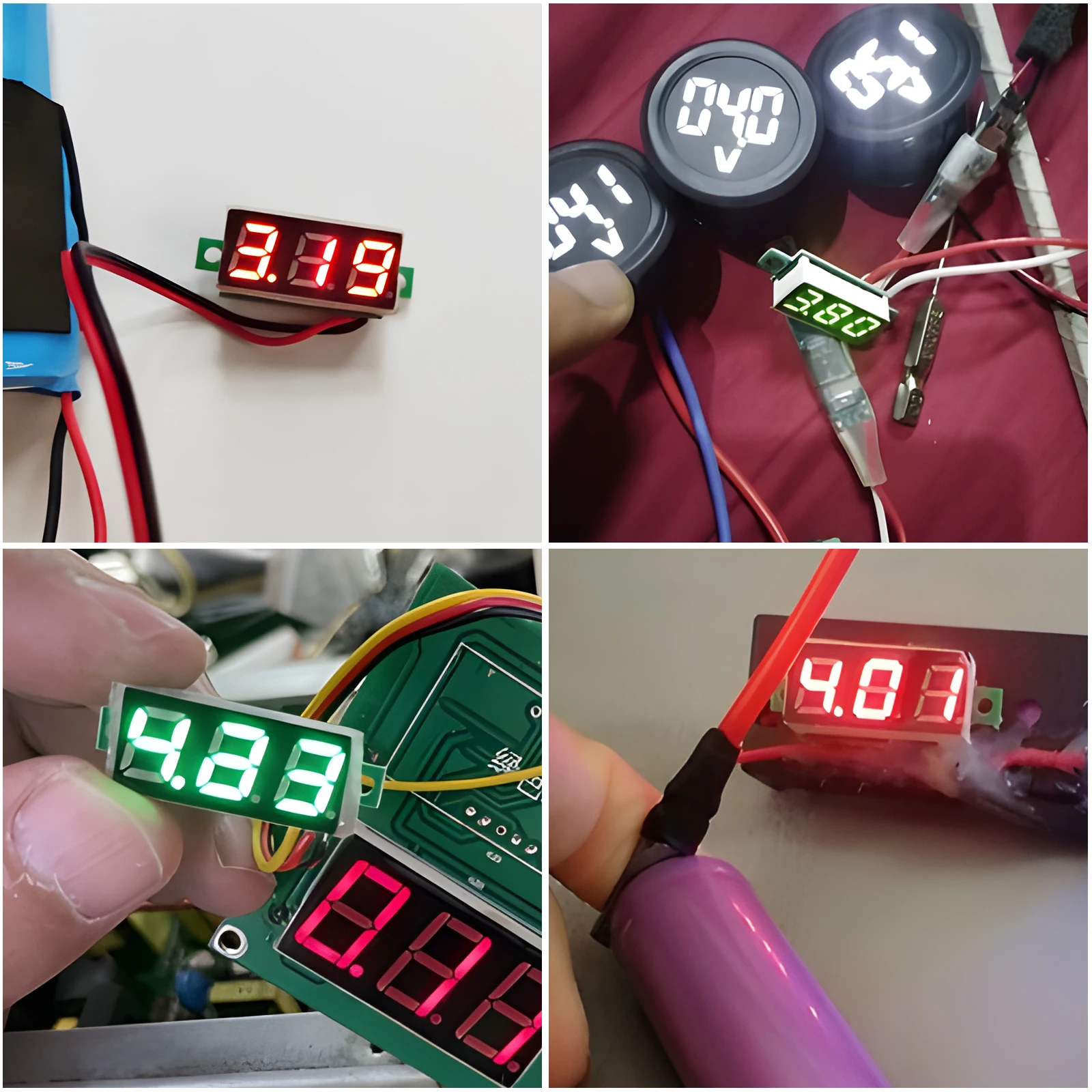 4pcs Mini Digital Voltmeter 0.28inch 3 Wire Voltage Tester Led Display Panel Voltmeter Red Green Blue Yellow