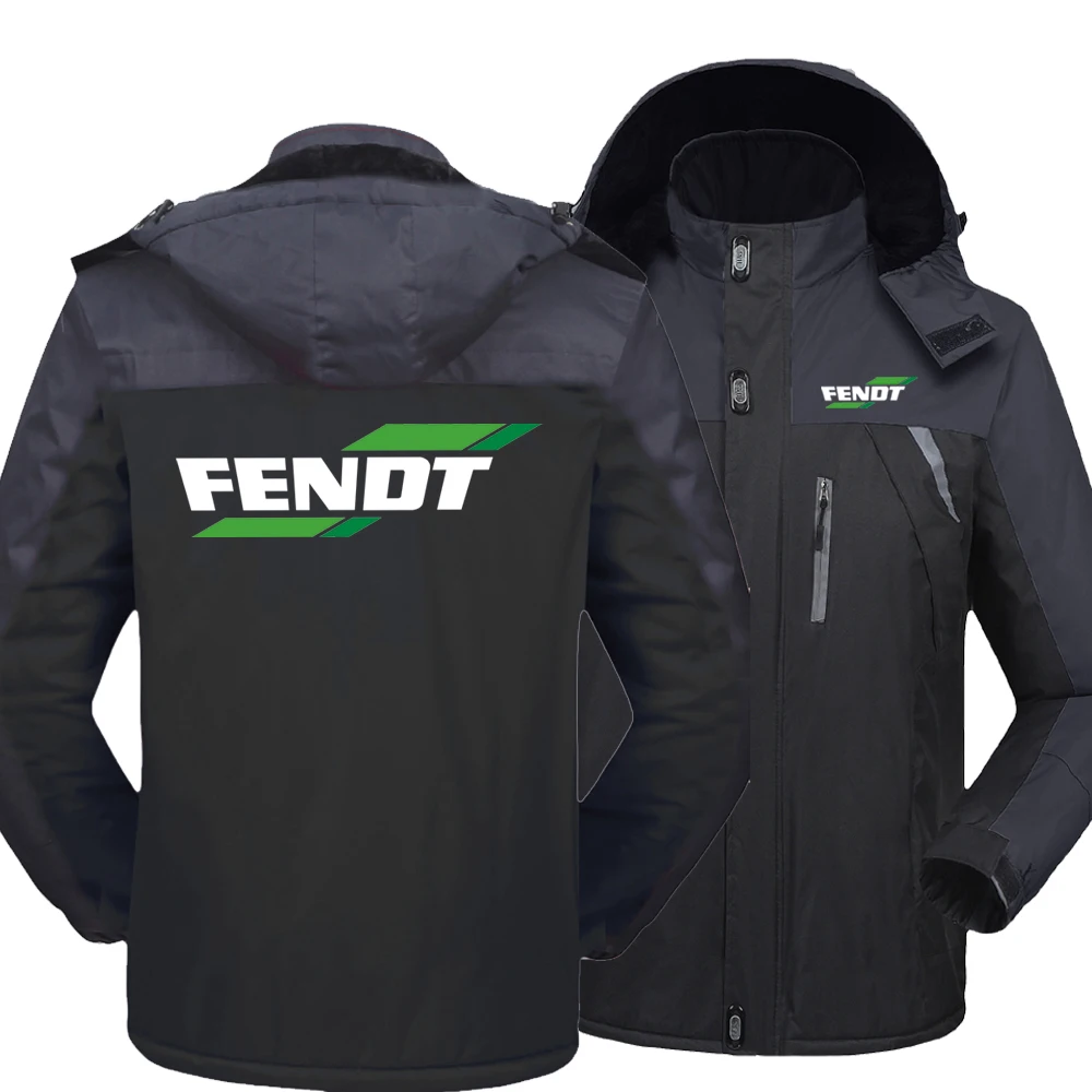 

New Winter Fashion Fendt Logo Men's Fleece Waterproof Jackets Thicken Hoodies Zipper Warm High Quality Outwear