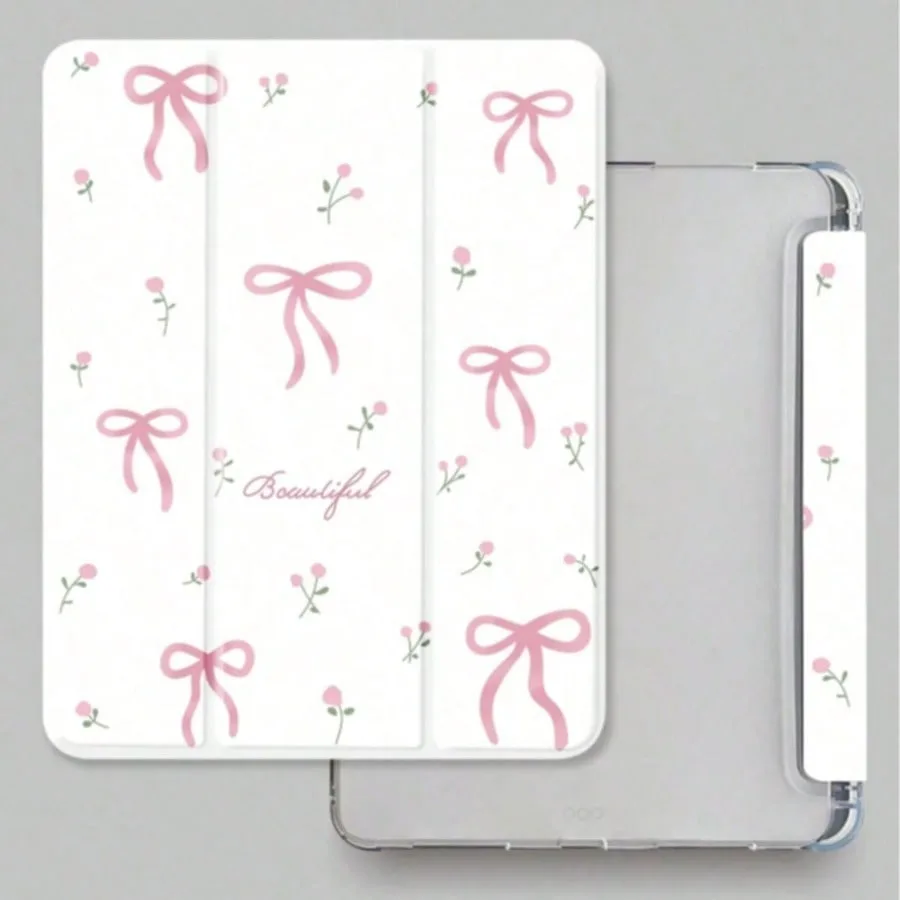 Elegant Pink Floral Bow Tablet Case