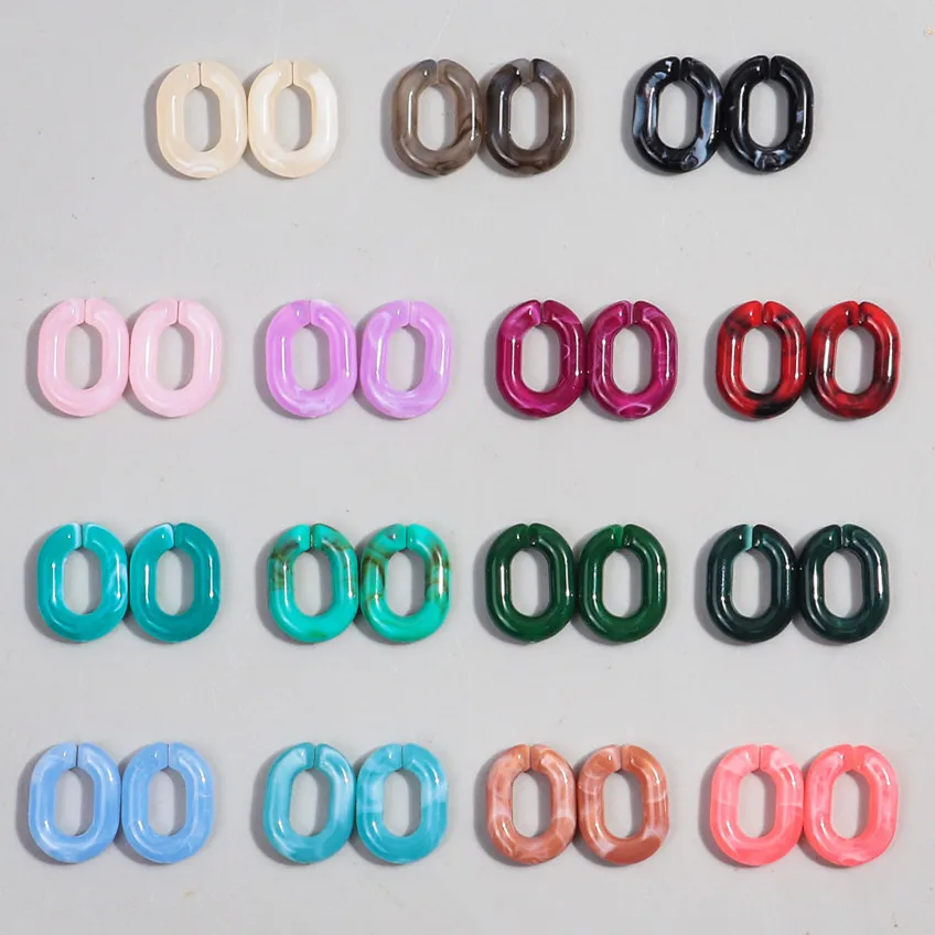 300 Maglie A Catena In Acrilico Macaron Colori Misti Ovali 11x16mm - Anelli Di Giunzione Per Creazione Gioielli Fai Da Te (Collane, Bracciali, Ciondoli)
