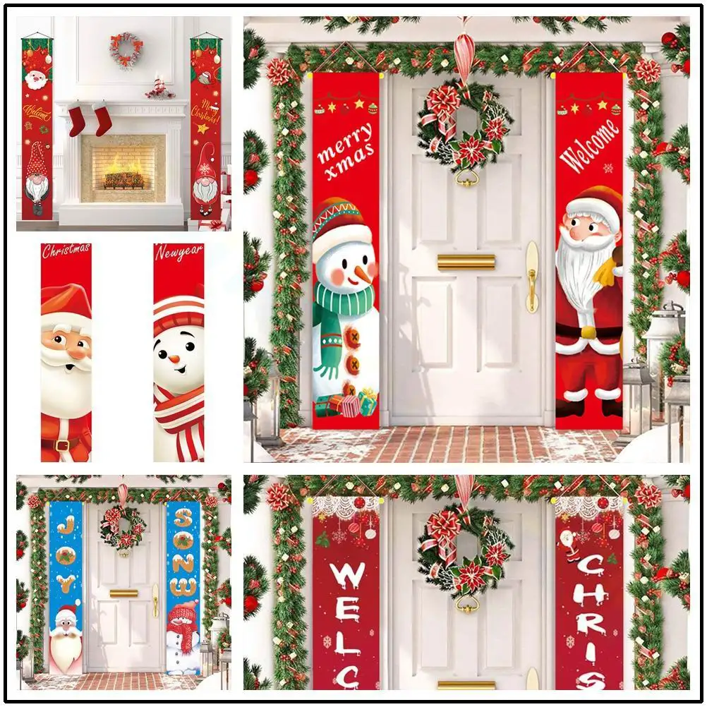 

Рождественский фон с надписью "Merry Christmas", тканевый баннер на дверь, подвесной Рождественский Декор для дома, рождественский подарок, новый год