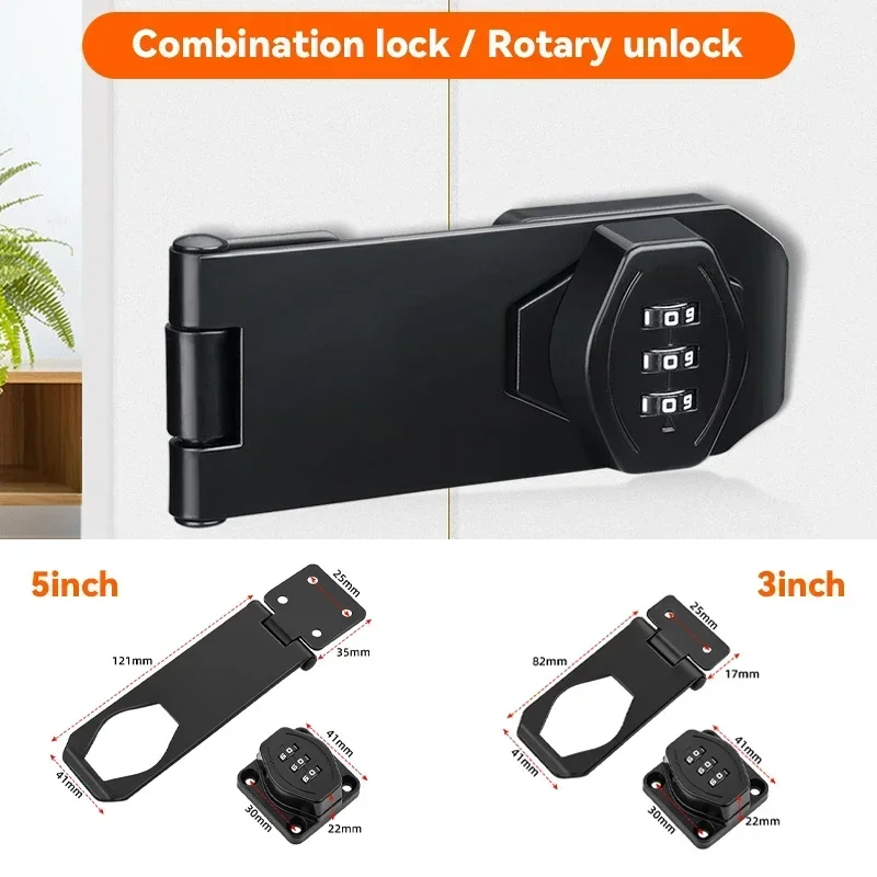 Combination Padlock 3 Digit Household Security Cabinet Keyless Drawer Zinc Alloy