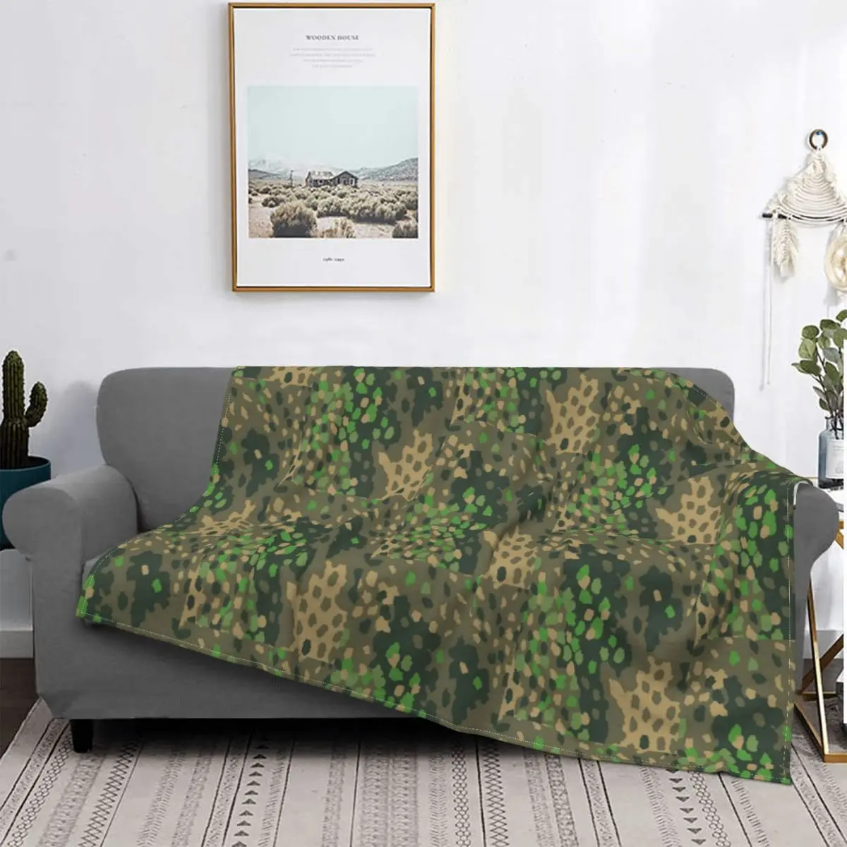 Dot 44 German Ww2 Camouflage Flannel Fleece Throw Blanket Flecktarn Warm Blankets Cotton Quilt