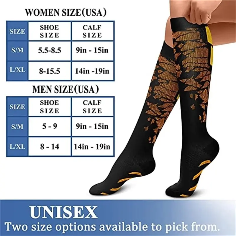 Unisex Compression Socks Running Hiking Basketball Cycling Nylon To Relieve Varicose Veins