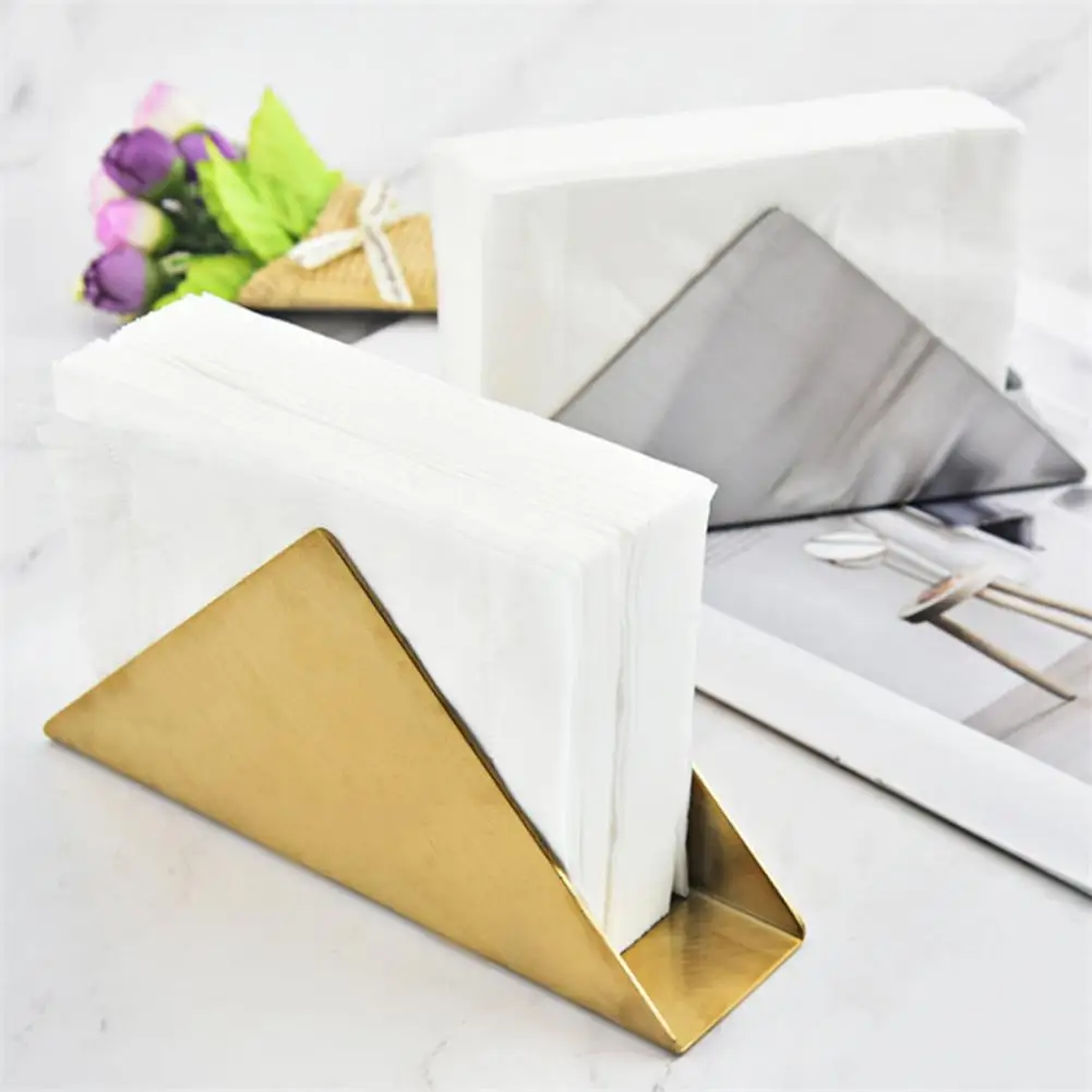 Gold-plated square stainless steel napkin holder, towel holder,  creativenapkin holder, western restaurant vertical tissue holder