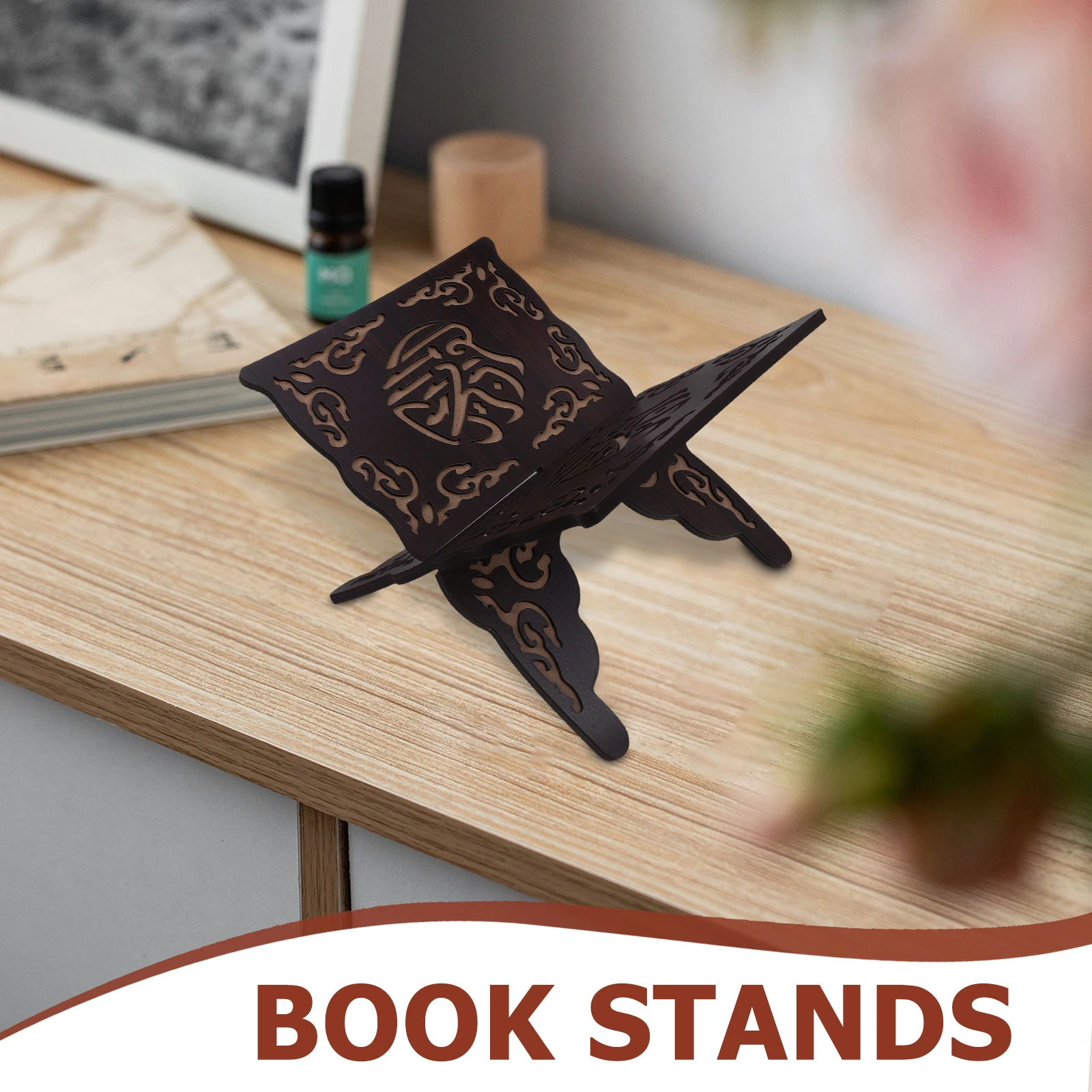 Foldable Quran Bible Book Holder Detachable Wooden Muslim Prayer Reading Holder Book Organizer Rack Home Decoration Bookshelf