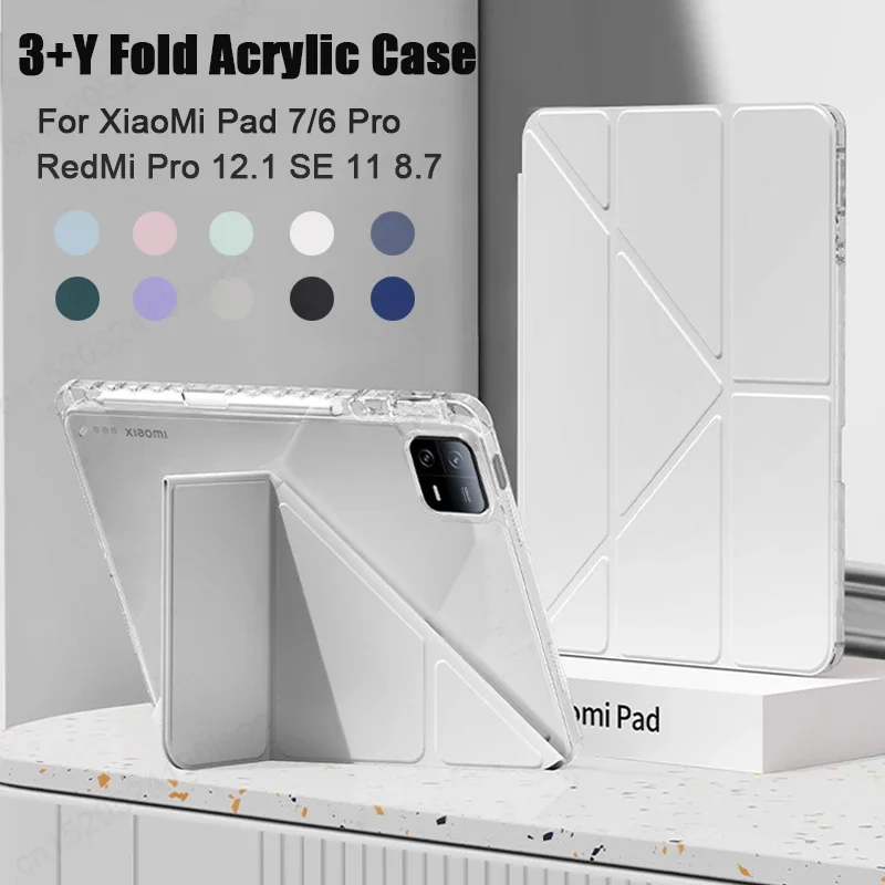 Acrylic Back Tablet Cover with Awake/Sleep Feature, Compatible with Various Models