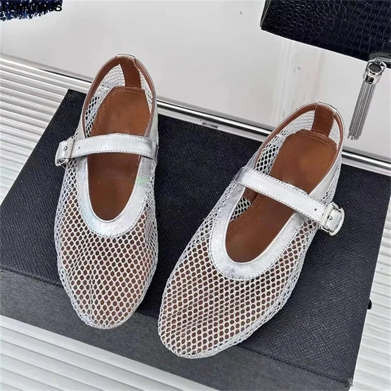 2024 Stylish Studded Crystal Women's Mary Jane Ballet Shoes Laofers Casual Soft Leather Comfortable Flats Luxury Women's Shoes
