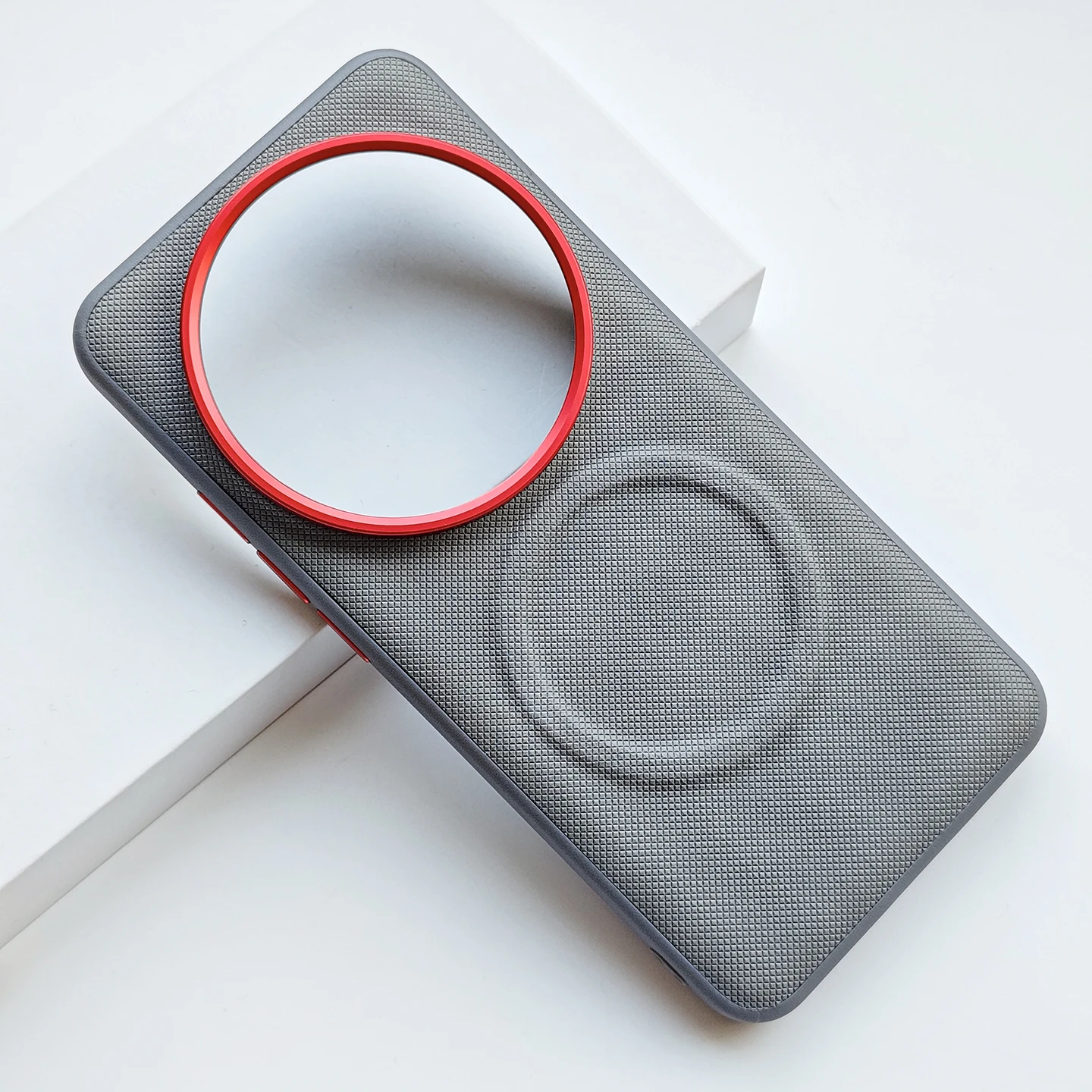 ELVE Magnetic PU Leather Diamond Pattern Anti-Fall Phone Case with Metal Lens Frame