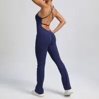 Sport Long Jumpsuits Backless Overalls for Women One Pieces Streetwear Yoga Workout Flare Pants Gym Sportswear Woman Clothing - Image 5