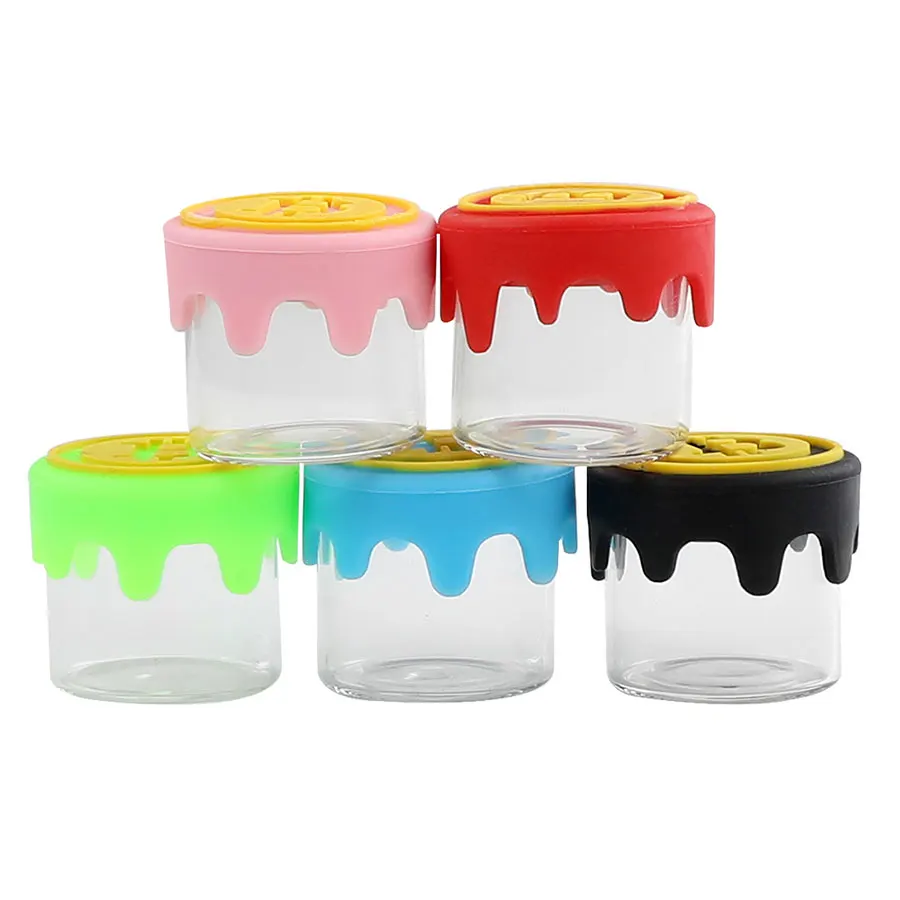 Clear Glass Jar with Silicone Lid, Bottle Slick Concentrate Tank, DIY Vials, Christmas Gift, 6ml, 3Pcs 4