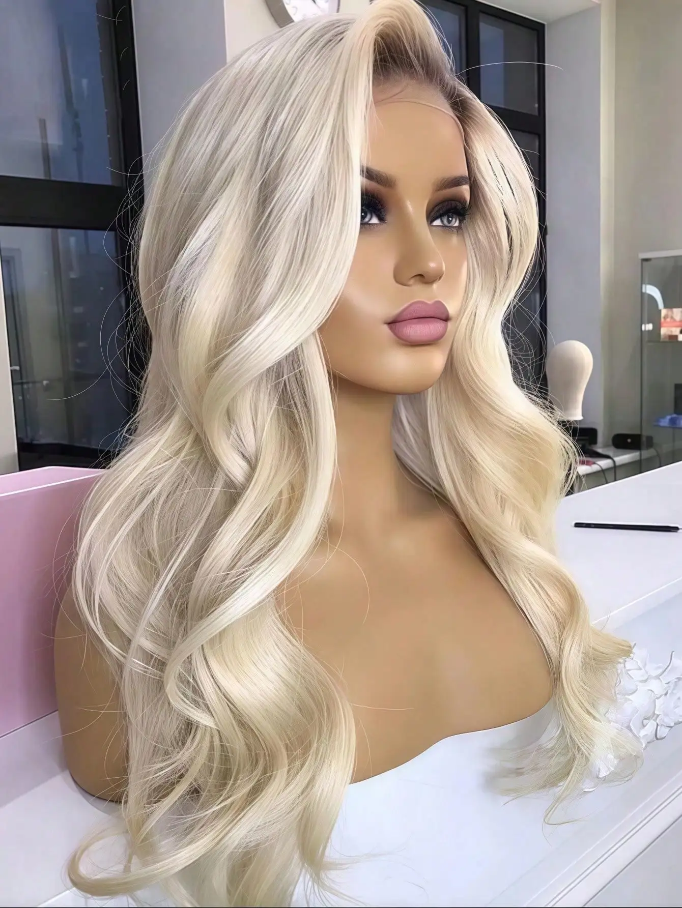 180 Density Ombre Blonde Wave Lace Front Wigs Human Hair 13x4 HD Transparent Lace Front Wigs for Women Pre Plucked Glueless wigs 1