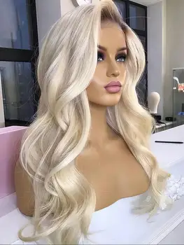 180 Density Ombre Blonde Wave Lace Front Wigs Human Hair 13x4 HD Transparent Lace Front Wigs for Women Pre Plucked Glueless wigs 1