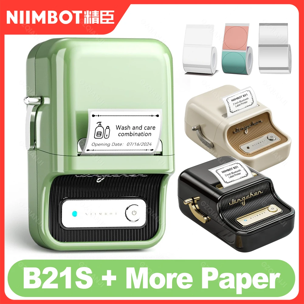 20-50mm Niimbot B21 B21S Mini Portable Thermal Label Printer Mini Adhesive Sticker Printers for Home Office For Mobile Phone