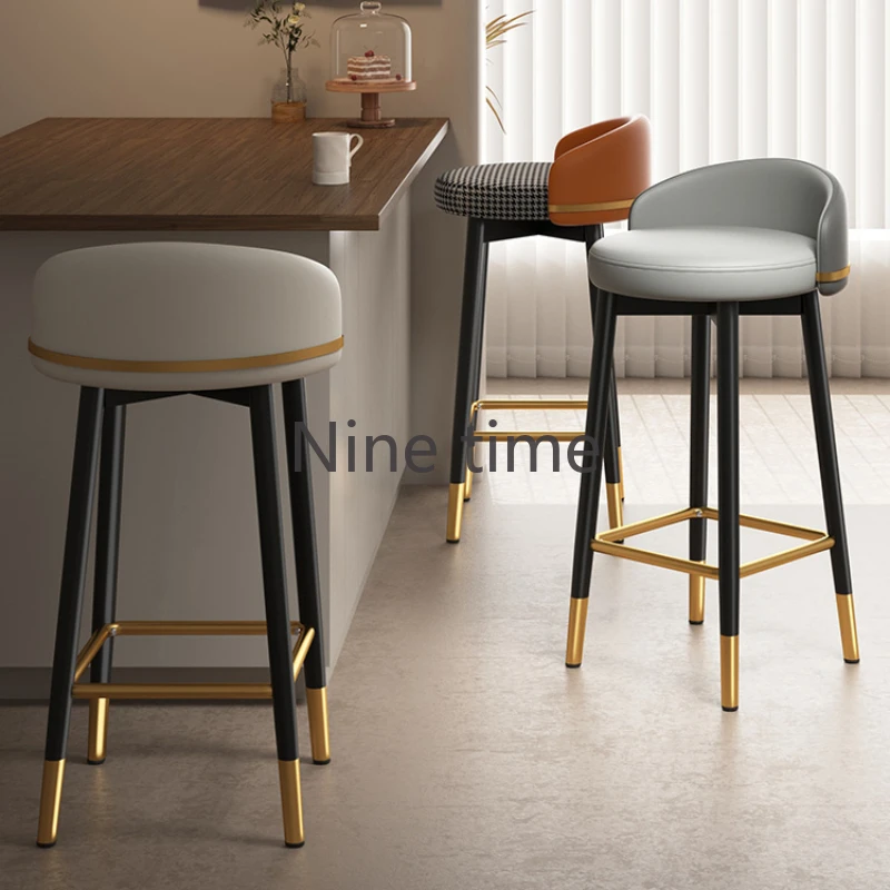 

European Luxury Bar Chairs Office Dining Gold Leg Reinforce Barber Bar Stool Library Makeup Artist Cadeira Ergonomica Furniture