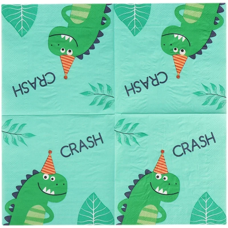 New Dinosaur Colourful Printing Napkins Children's Birthday Party Cartoon Mouth Cloth Paper Pure Wood Pulp Paper Placemats