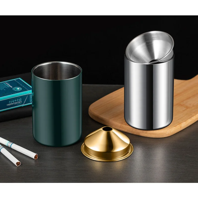 Ashtray Creative Household Stainless Steel Funnel Ash Proof Personalized Multi Function Office Car Smoking accessories silicone ashtray air purifier ashtray wood ashtray cigarettes ashtray portable ashtray stainless steel ashtray metal ashtray ceramic ashtray