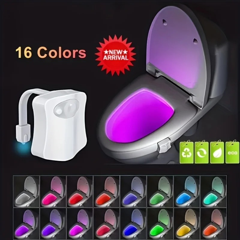 Motion Sensor Light LED Night Light LED Motion Sensor Light Night Light Motion Sensor Night Light LED Night Lamp Motion Sensor LED Light Motion Sensor Lamp 16-Color LED Toilet Night Light Motion Sensor Easy Install Energy-Saving Bathroom Illumination Perfect Gift Home De