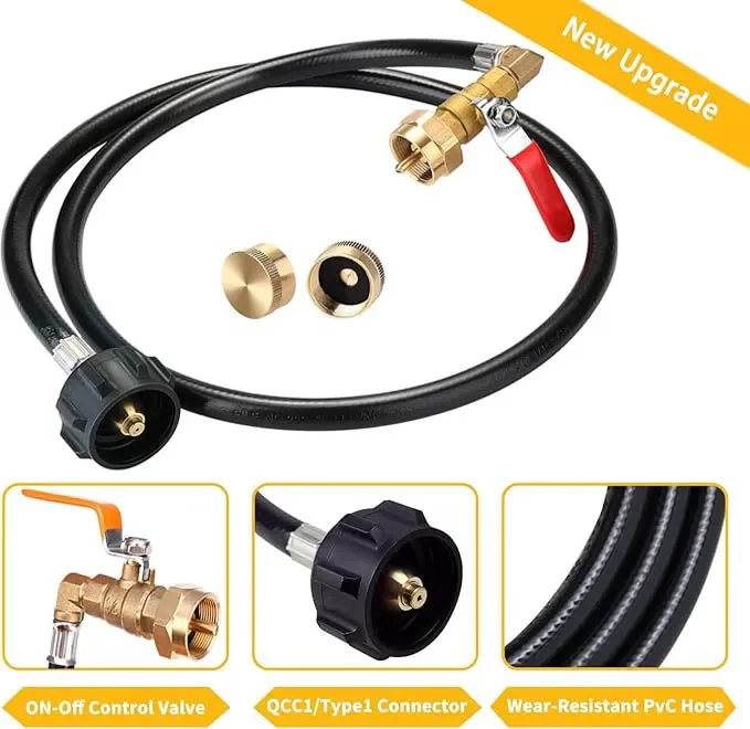 1pc Propane Tank Refill Adapter Kit 3/6ft Hose With Safety Shutoff Valve Easily Fill 1lb Bottles From 20lb Kitchen Accessaries