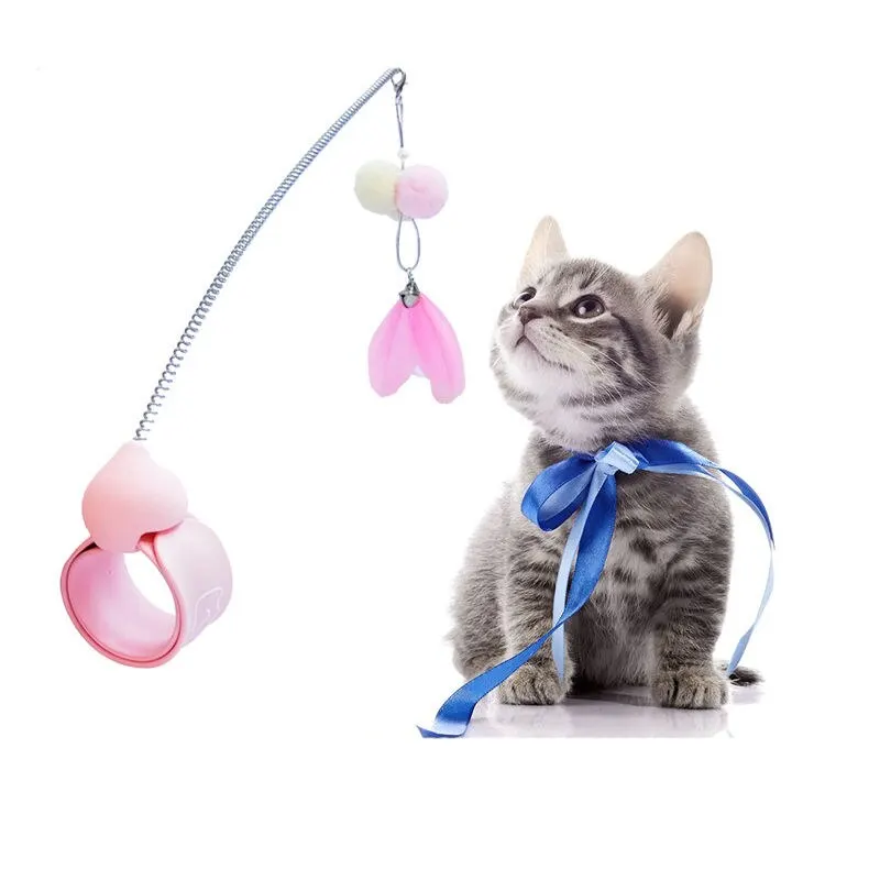 Cat Toy 1pc Quality Feather Material Pop Ring Type Multi Purpose Funny Cat Stick Interactive Play