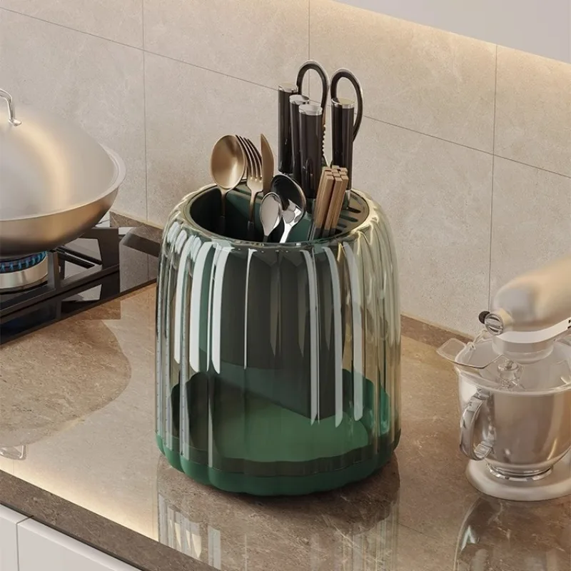 Rotating Knife Holder Kitchen Multifunctional Chopsticks Spoon Knife Partition Drain Storage Rack Storage Rack 4