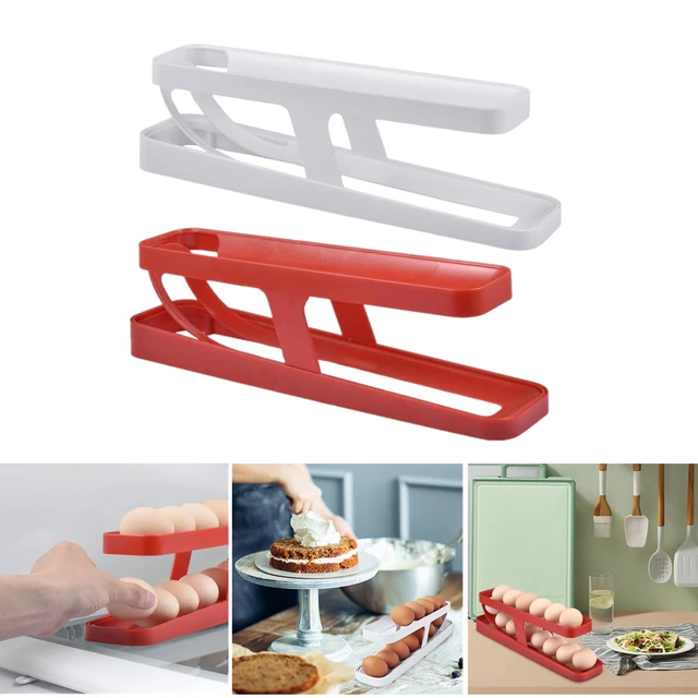 Organizador de huevos para refrigerador, soporte de exhibición,  dispensador, contenedor de almacenamiento de cocina, desplazamiento  automático, 2 niveles - AliExpress