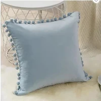 Cushion Pillowslip Soft Velvet Decorative Cushion with Ball Home Decor for Sofa Set Bedroom Pillowcase Blue Pink Pillow 4