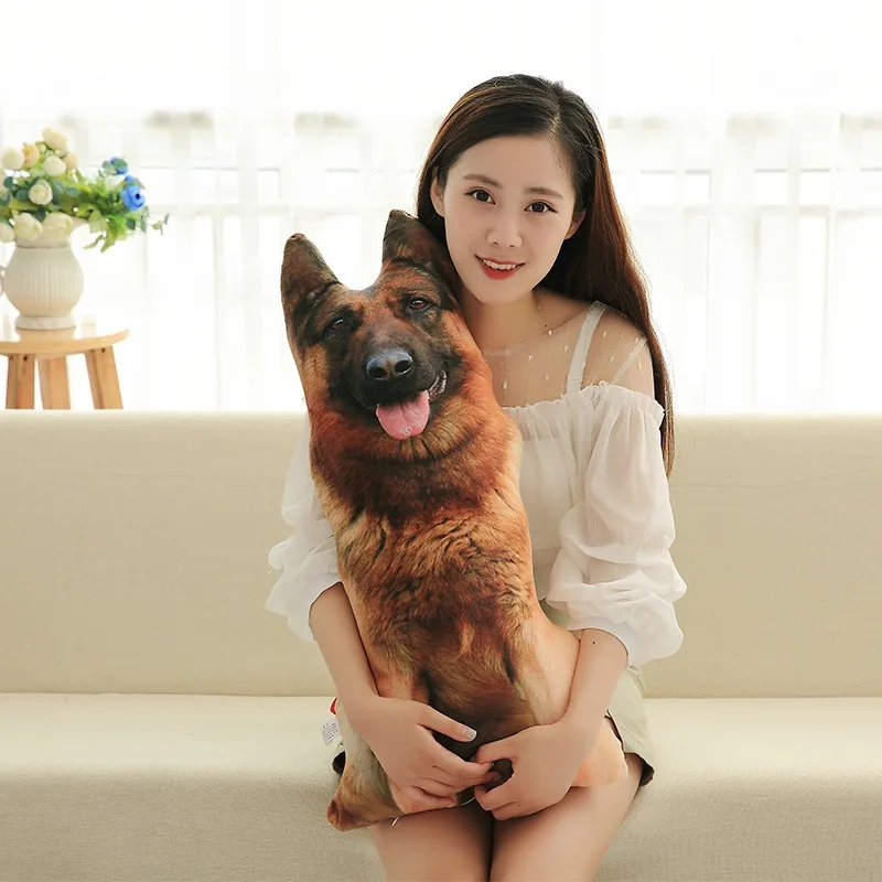 3D Cute Bend Dog Pillow 50CM Throw Pillow Lifelike Animal Funny Dog Head Cosplay Children Favorite Toy Cushion Christmas Gift 3