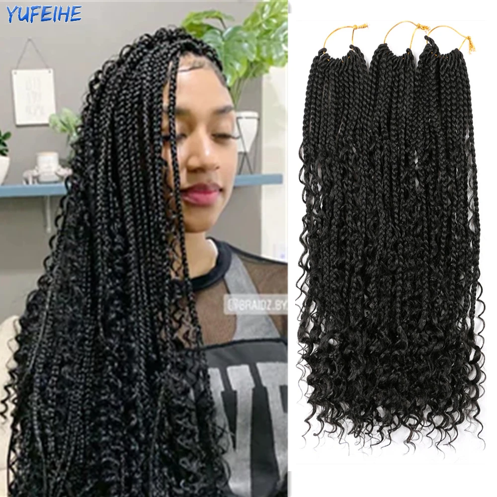 20 24 Inch Pink Crochet Hair Goddess Bohemian Box Braids Curly Ends  Synthetic Hook Braids Extensions Ombre Blonde For Women Kids