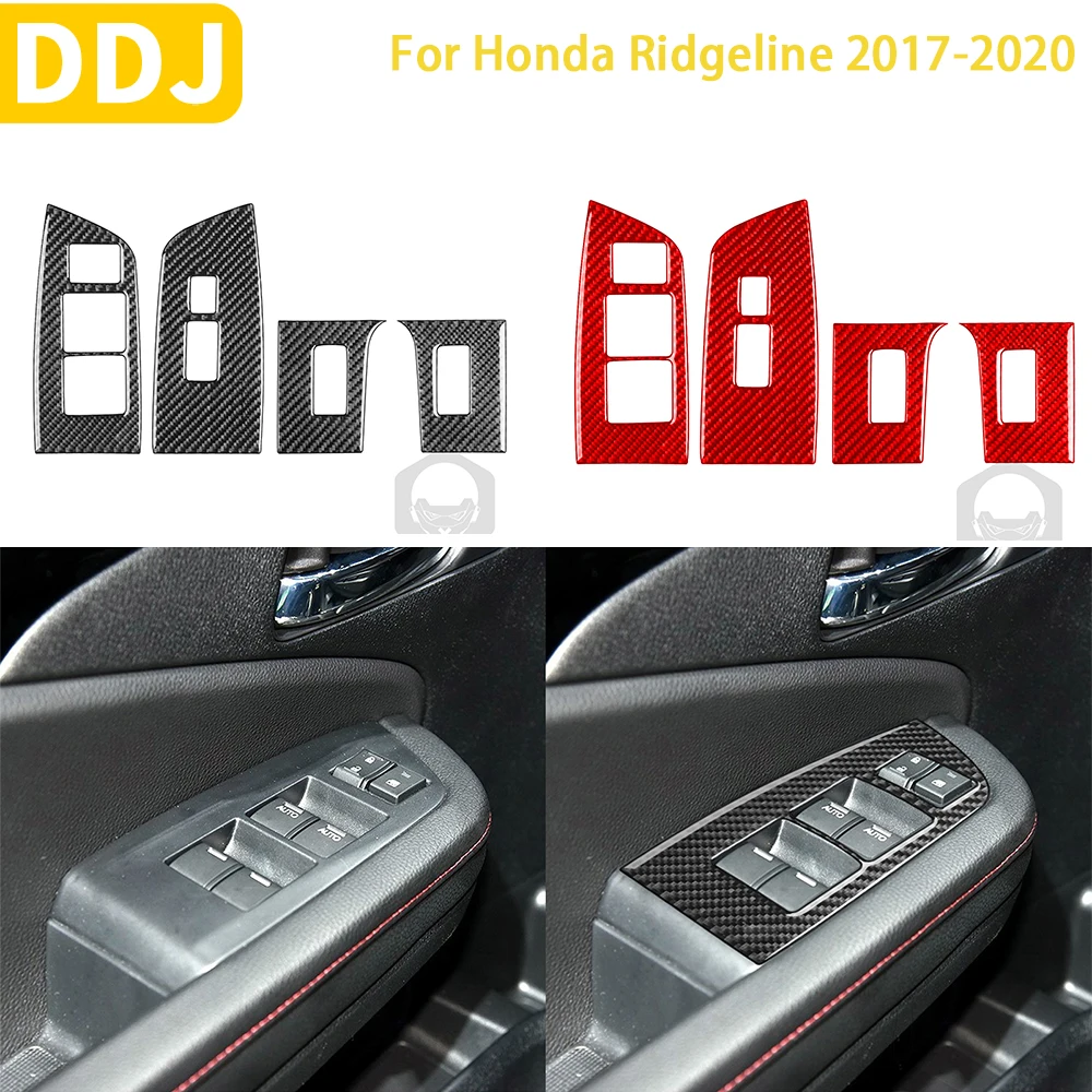 

For Honda Ridgeline 2017 2018 2019 2020 Accessories Carbon Fiber Car Interior Window Control Lifting Panel Trim Sticker