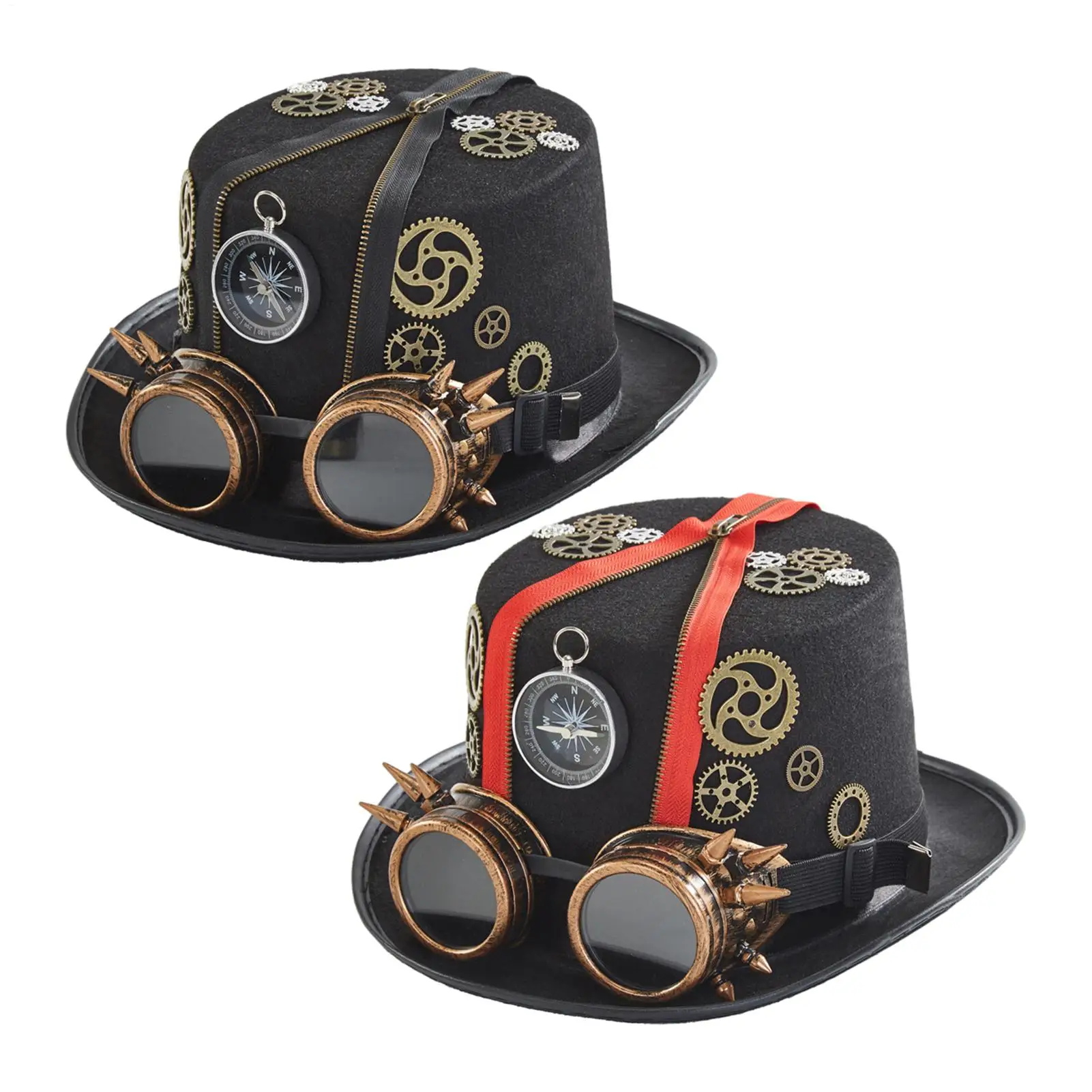 Steampunk Time Traveler Costume Hat with Removable Goggles
