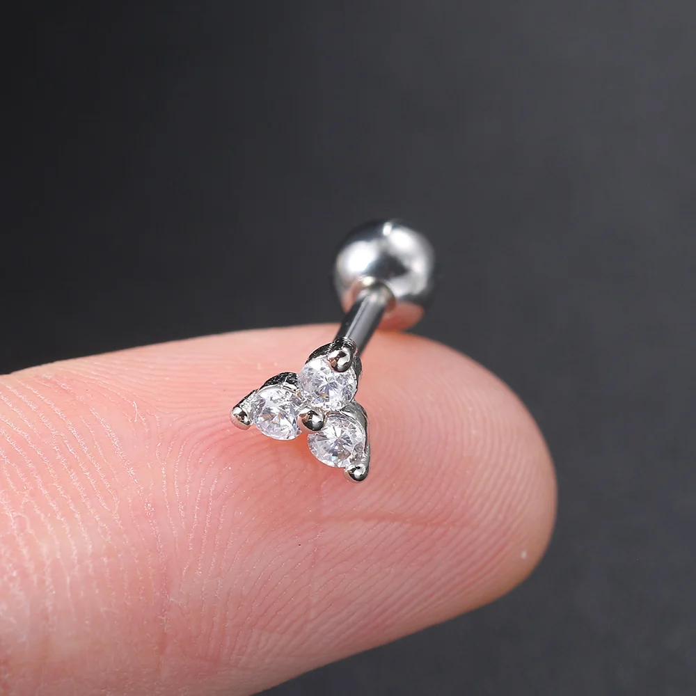 8 Paia Orecchini Donna Acciaio Chirurgico 316L - Set Con Stelle, Cuori, Luna E Zirconi Per Cartilagine, Tragus Ed Helix (Argento E Oro Rosa)