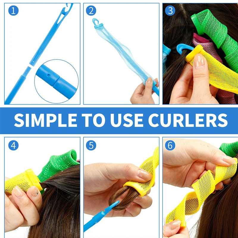 12PCS бигуди для волос Portable Hair Rollers Sticks No Heat Wave For Women Durable Curling DIY Magic Hair Curler Styling Tools
