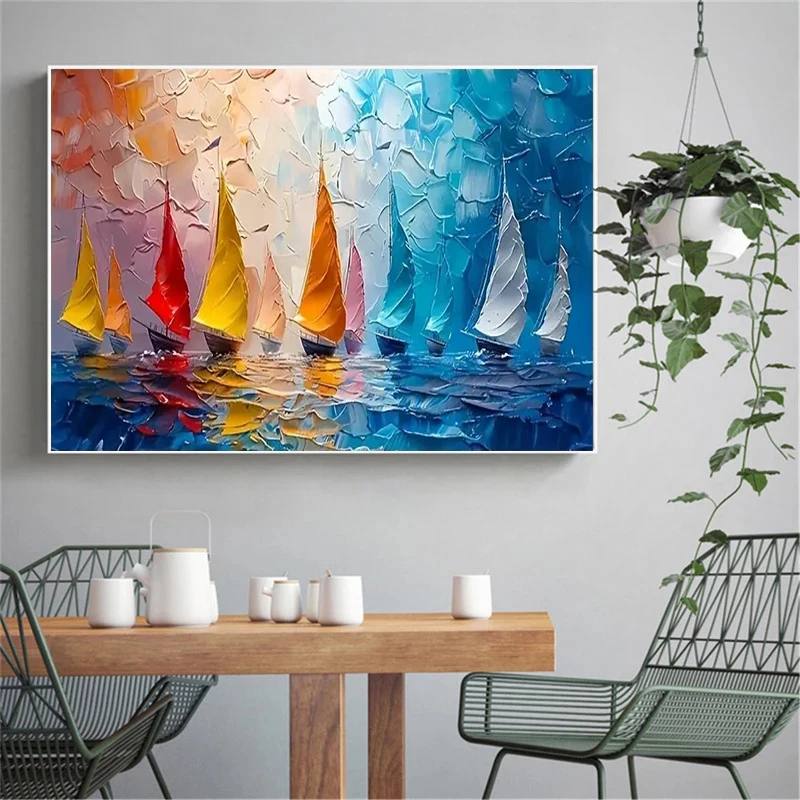 Modern Abstract Sailboat Sea View Canvas Wall Art 5