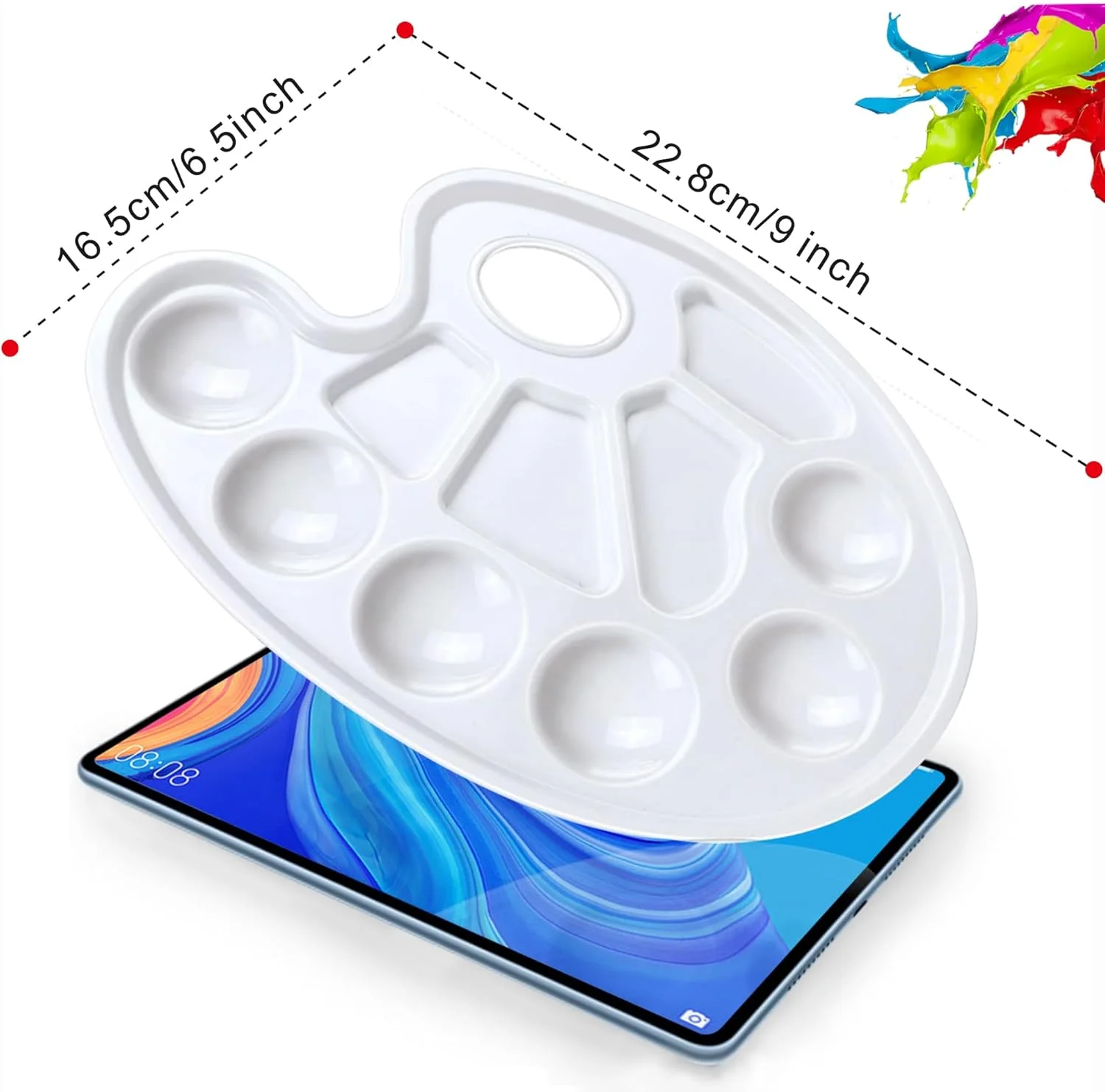 Hulameda Upgrade 8Pack Paint Tray Palettes with Thumb Hole,Plastic Paint Pallets for Artist Students to Craft DIY Painting