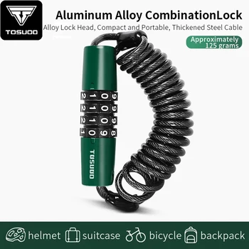 TOSUOD moto bici portatile antifurto password a 4 cifre lucchetto per casco serratura in lega di zinco copertura in pelle PVC lucchetto con fune metallica in acciaio